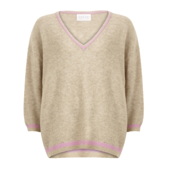 Coster Copenhagen, Sweater with v-neck and contact stripe, hazel